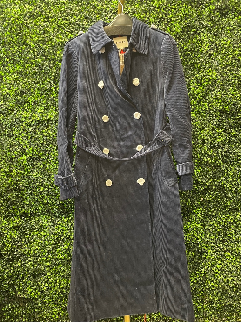 Boden Blue Cheltenham Cord Trench Coat -Nwt - Us12